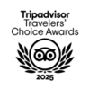 Tripadvisor Travelers' Choice Awards 2025 laurel badge featuring stylized owl logo